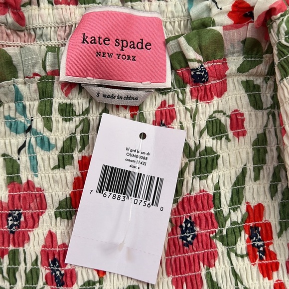 Kate Spade Bold Garden Blooms Smocked Dress with pockets, Small, new with tags - Picture 13 of 16